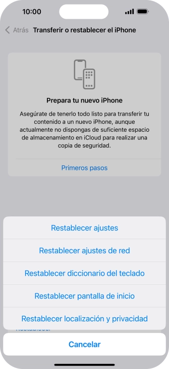 Pulsa Restablecer ajustes. Pulsa Restablecer ajustes.