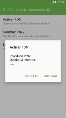 Introduce el código PIN2 y pulsa ACEPTAR. Introduce el código PIN2 y pulsa ACEPTAR.