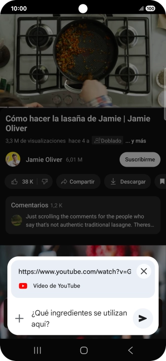 Sigue las indicaciones de la pantalla para escribir o decir en alto la pregunta que quieres hacer del vídeo. Sigue las indicaciones de la pantalla para escribir o decir en alto la pregunta que quieres hacer del vídeo.