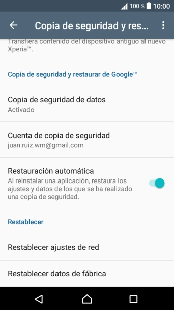 Pulsa Restablecer datos de fábrica. Pulsa Restablecer datos de fábrica.