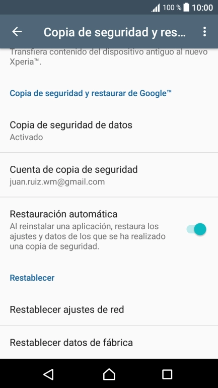 Pulsa Restablecer datos de fábrica. Pulsa Restablecer datos de fábrica.