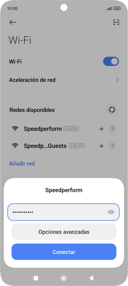 Introduce la contraseña de la red wifi y pulsa Conectar. Introduce la contraseña de la red wifi y pulsa Conectar.
