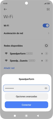 Introduce la contraseña de la red wifi y pulsa Conectar. Introduce la contraseña de la red wifi y pulsa Conectar.