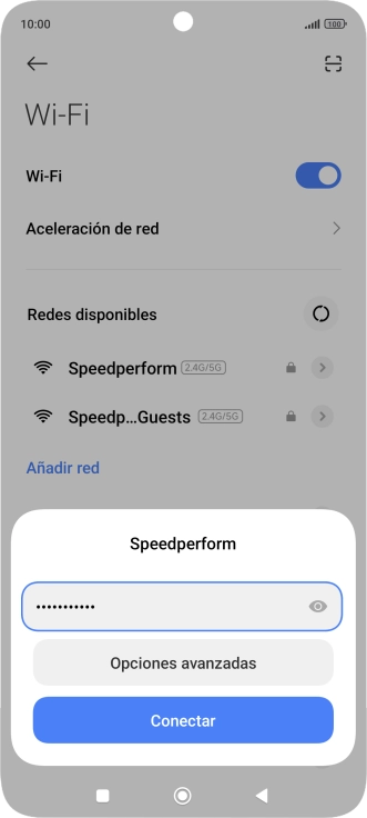 Introduce la contraseña de la red wifi y pulsa Conectar. Introduce la contraseña de la red wifi y pulsa Conectar.
