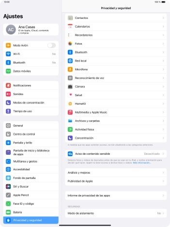 Pulsa Informe de privacidad de las apps. Pulsa Informe de privacidad de las apps.