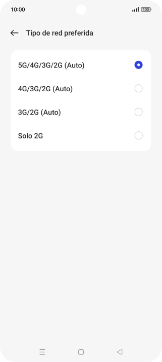 Pulsa el tipo de red deseado. Pulsa el tipo de red deseado.