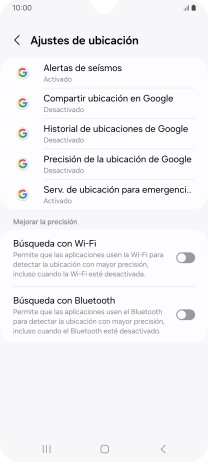 Pulsa Precisión de la ubicación de Google. Pulsa Precisión de la ubicación de Google.
