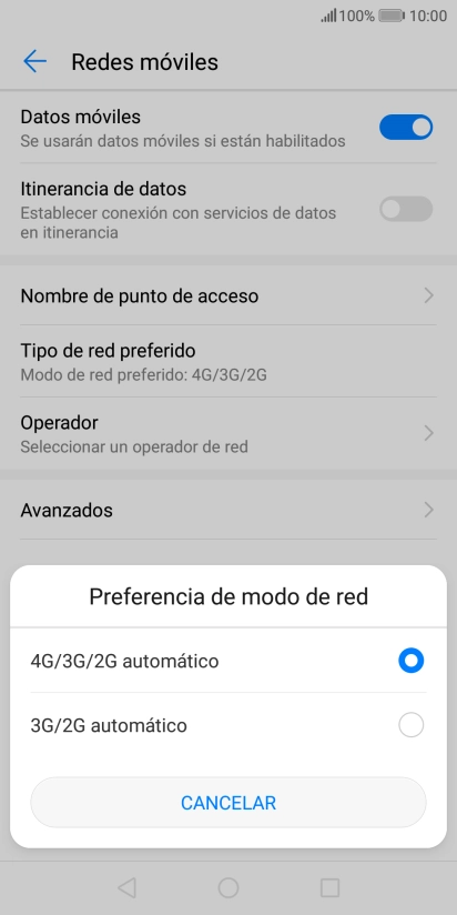 Pulsa el tipo de red deseado. Pulsa el tipo de red deseado.