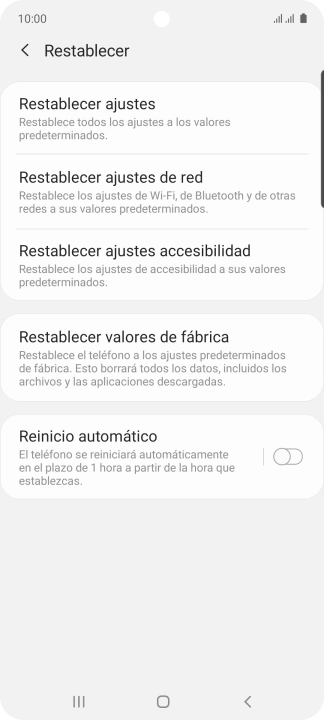 Pulsa Restablecer valores de fábrica. Pulsa Restablecer valores de fábrica.