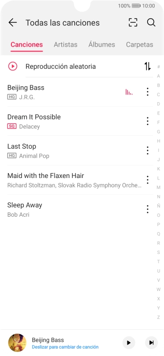 Pulsa una categoría y desplázate al archivo de música deseado. Pulsa una categoría y desplázate al archivo de música deseado.