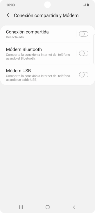 Pulsa Conexión compartida. Pulsa Conexión compartida.