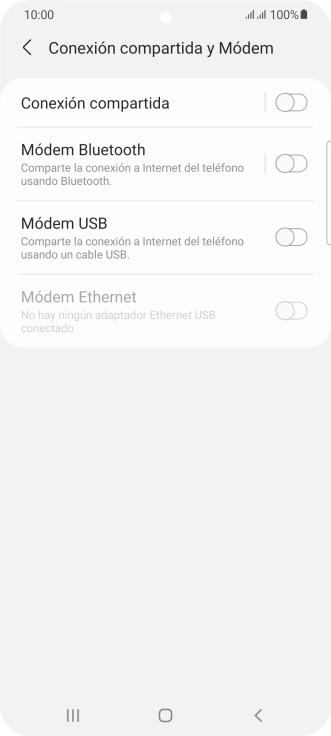 Pulsa Conexión compartida. Pulsa Conexión compartida.