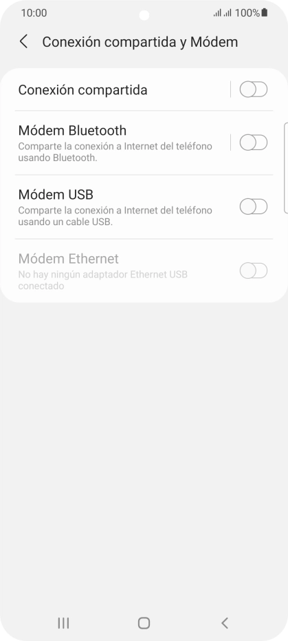 Pulsa Conexión compartida. Pulsa Conexión compartida.