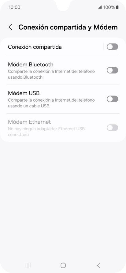 Pulsa Conexión compartida. Pulsa Conexión compartida.