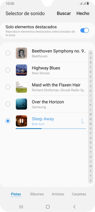 Al encontrar un timbre de llamada de tu gusto, pulsa Hecho. Al encontrar un timbre de llamada de tu gusto, pulsa Hecho.