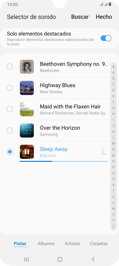 Al encontrar un timbre de llamada de tu gusto, pulsa Hecho. Al encontrar un timbre de llamada de tu gusto, pulsa Hecho.