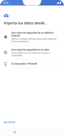 Selecciona la opción deseada y sigue las indicaciones de la pantalla para transferir contenido desde el otro teléfono y finalizar la activación de tu teléfono. Selecciona la opción deseada y sigue las indicaciones de la pantalla para transferir contenido desde el otro teléfono y finalizar la activación de tu teléfono.