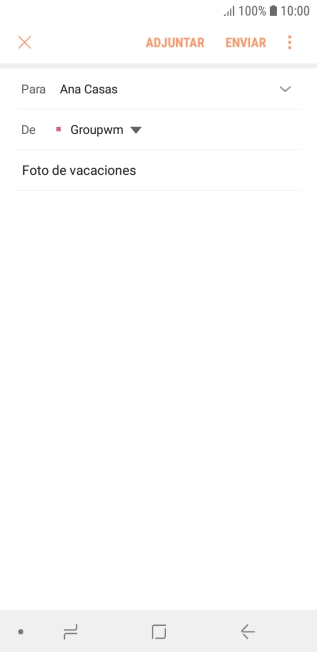 Pulsa en el campo de escritura y escribe el texto del correo electrónico. Pulsa en el campo de escritura y escribe el texto del correo electrónico.