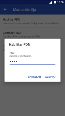 Introduce el código PIN2 y pulsa ACEPTAR. Introduce el código PIN2 y pulsa ACEPTAR.