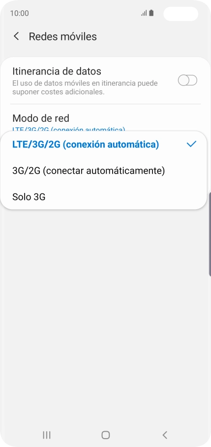 Pulsa el tipo de red deseado. Pulsa el tipo de red deseado.