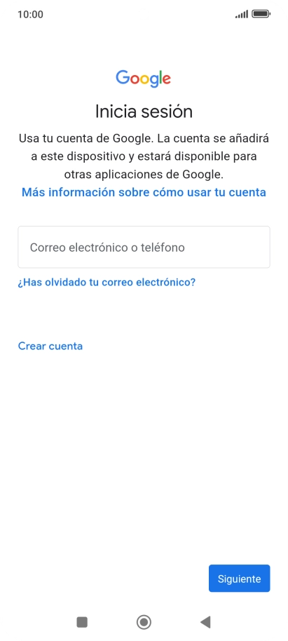 Si no tienes una cuenta de Google, pulsa Crear cuenta y sigue las indicaciones de la pantalla para ver cómo crear una cuenta nueva. Si no tienes una cuenta de Google, pulsa Crear cuenta y sigue las indicaciones de la pantalla para ver cómo crear una cuenta nueva.