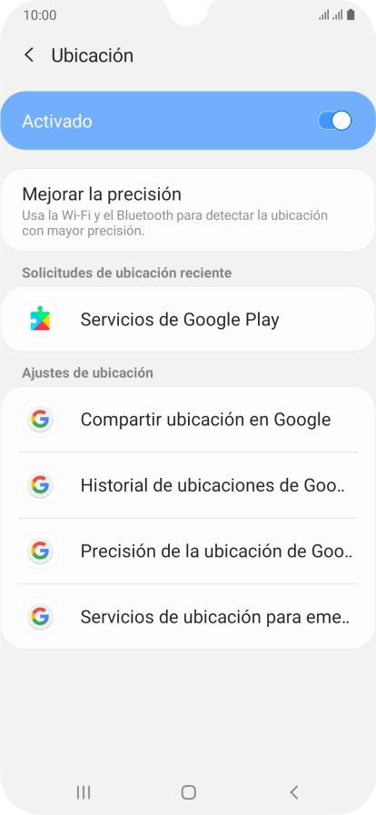 Pulsa Precisión de la ubicación de Goo... Pulsa Precisión de la ubicación de Goo...