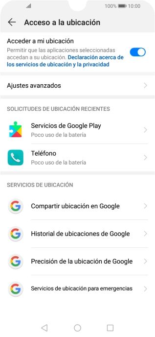 Pulsa Precisión de la ubicación de Google. Pulsa Precisión de la ubicación de Google.