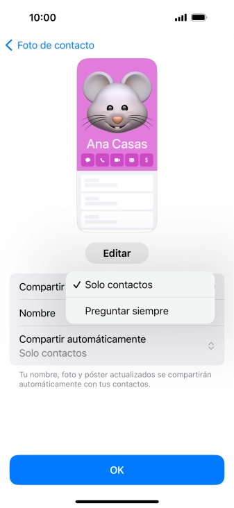 Pulsa el ajuste deseado. Pulsa el ajuste deseado.