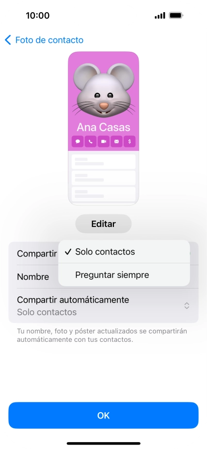Pulsa el ajuste deseado. Pulsa el ajuste deseado.