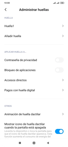 Pulsa el indicador junto a los ajustes deseados para activarlos o desactivarlos. Pulsa el indicador junto a los ajustes deseados para activarlos o desactivarlos.