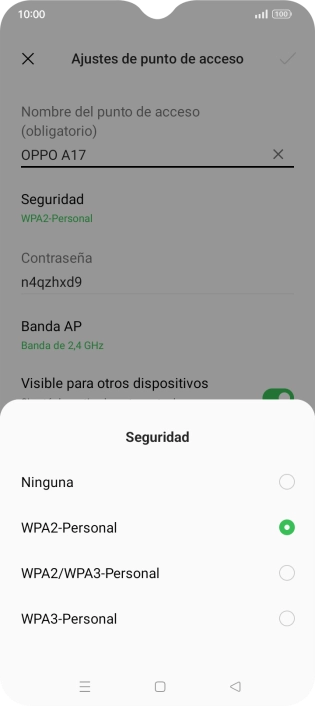 Pulsa WPA3-Personal para proteger la conexión wifi con una contraseña. Pulsa WPA3-Personal para proteger la conexión wifi con una contraseña.