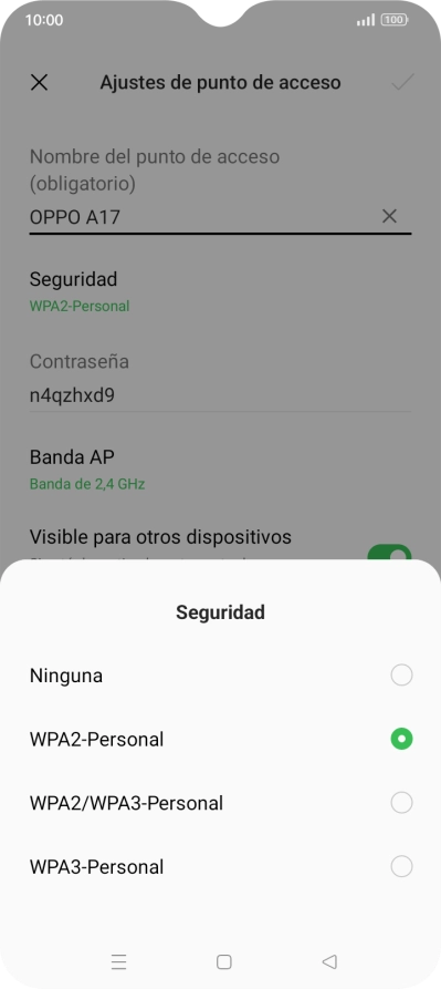 Pulsa WPA3-Personal para proteger la conexión wifi con una contraseña. Pulsa WPA3-Personal para proteger la conexión wifi con una contraseña.
