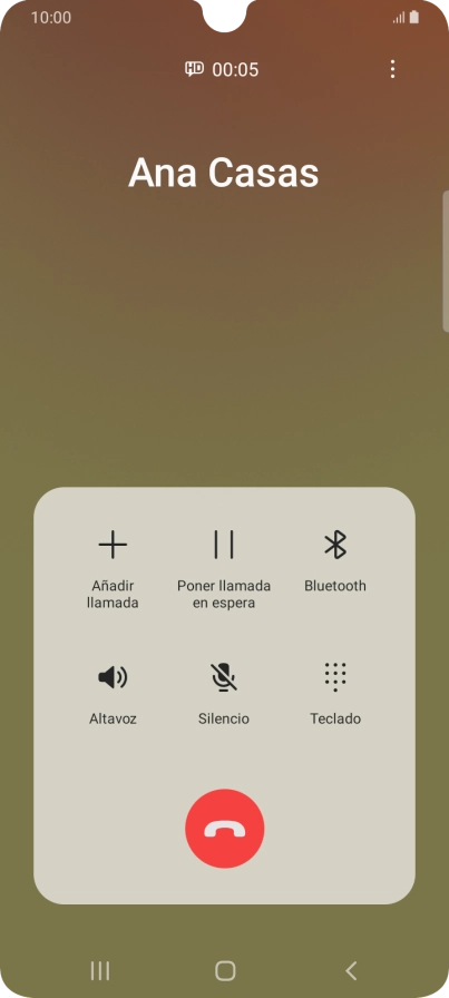Pulsa el icono de finalizar llamada. Pulsa el icono de finalizar llamada.