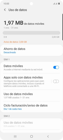 El consumo total de datos se visualiza ahora en la pantalla. El consumo total de datos se visualiza ahora en la pantalla.