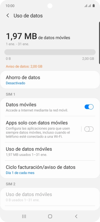 El consumo total de datos se visualiza ahora en la pantalla. El consumo total de datos se visualiza ahora en la pantalla.