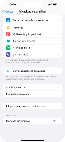 Pulsa Informe de privacidad de las apps. Pulsa Informe de privacidad de las apps.