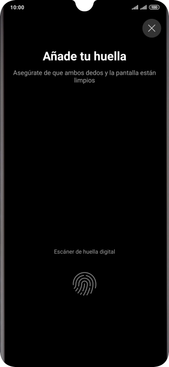 Sigue las indicaciones de la pantalla para crear una huella digital como código de seguridad. Sigue las indicaciones de la pantalla para crear una huella digital como código de seguridad.