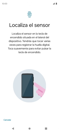 Sigue las indicaciones de la pantalla para crear una huella digital como código de seguridad. Sigue las indicaciones de la pantalla para crear una huella digital como código de seguridad.
