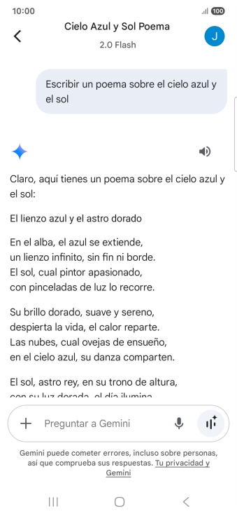 A Gemini le puedes pedir que genere un texto a partir de una descripción tuya. A Gemini le puedes pedir que genere un texto a partir de una descripción tuya.