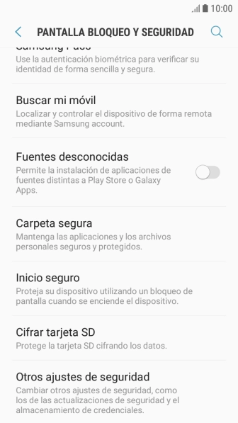 Pulsa Otros ajustes de seguridad. Pulsa Otros ajustes de seguridad.