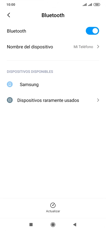 Pulsa el dispositivo Bluetooth deseado y sigue las indicaciones de la pantalla para vincular el dispositivo al teléfono. Pulsa el dispositivo Bluetooth deseado y sigue las indicaciones de la pantalla para vincular el dispositivo al teléfono.