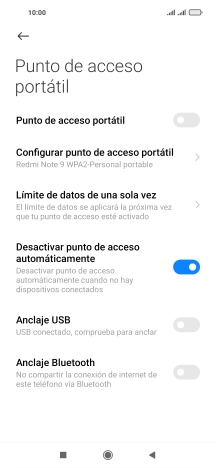 Pulsa Configurar punto de acceso portátil. Pulsa Configurar punto de acceso portátil.