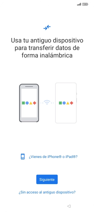 Sigue las indicaciones de la pantalla para transferir contenido desde otro teléfono. Sigue las indicaciones de la pantalla para transferir contenido desde otro teléfono.