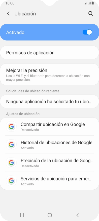 Pulsa Permisos de aplicación. Pulsa Permisos de aplicación.