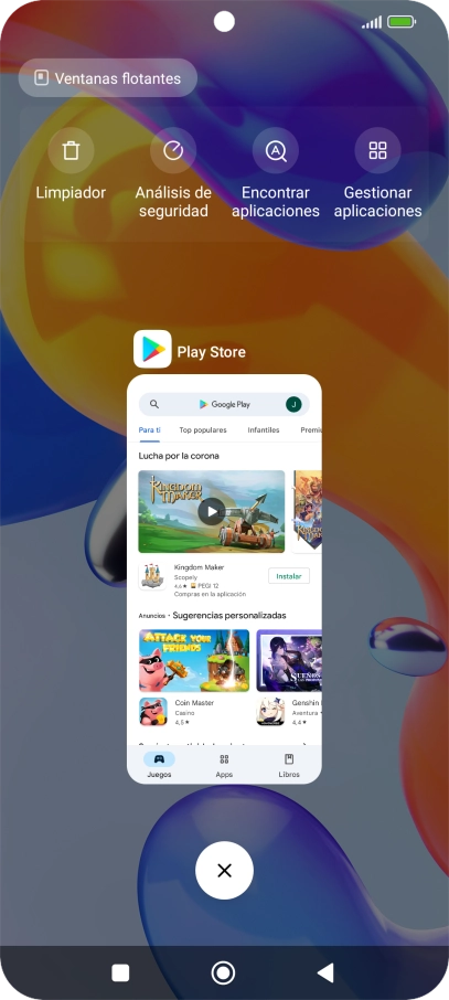 Para cerrar una sola aplicación en ejecución, desliza el dedo hacia la derecha sobre la aplicación deseada. Para cerrar una sola aplicación en ejecución, desliza el dedo hacia la derecha sobre la aplicación deseada.