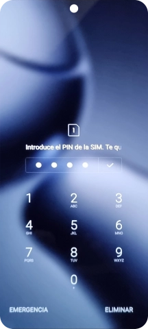 Si es necesario desbloquear la tarjeta SIM, introduce el código PIN y pulsa el icono de aceptar. Si es necesario desbloquear la tarjeta SIM, introduce el código PIN y pulsa el icono de aceptar.