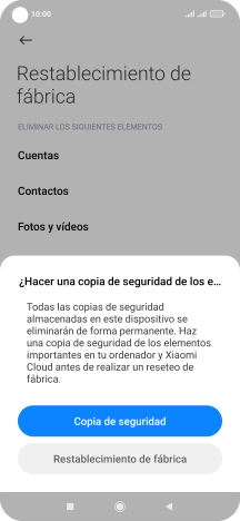 Pulsa Restablecimiento de fábrica. Pulsa Restablecimiento de fábrica.