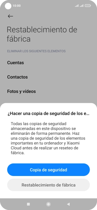 Pulsa Restablecimiento de fábrica. Pulsa Restablecimiento de fábrica.