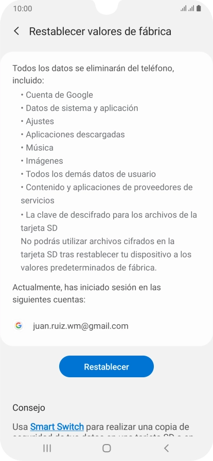 Pulsa Restablecer. Pulsa Restablecer.