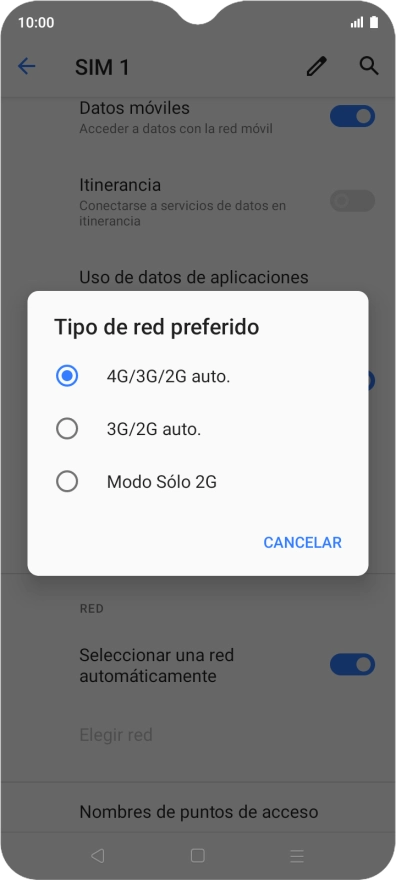 Pulsa el tipo de red deseado. Pulsa el tipo de red deseado.